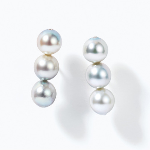 ブーレ シルバー 国産無調色 ナチュラルグレー ベビーアコヤパール＆ＣＺ バーデザインピアス