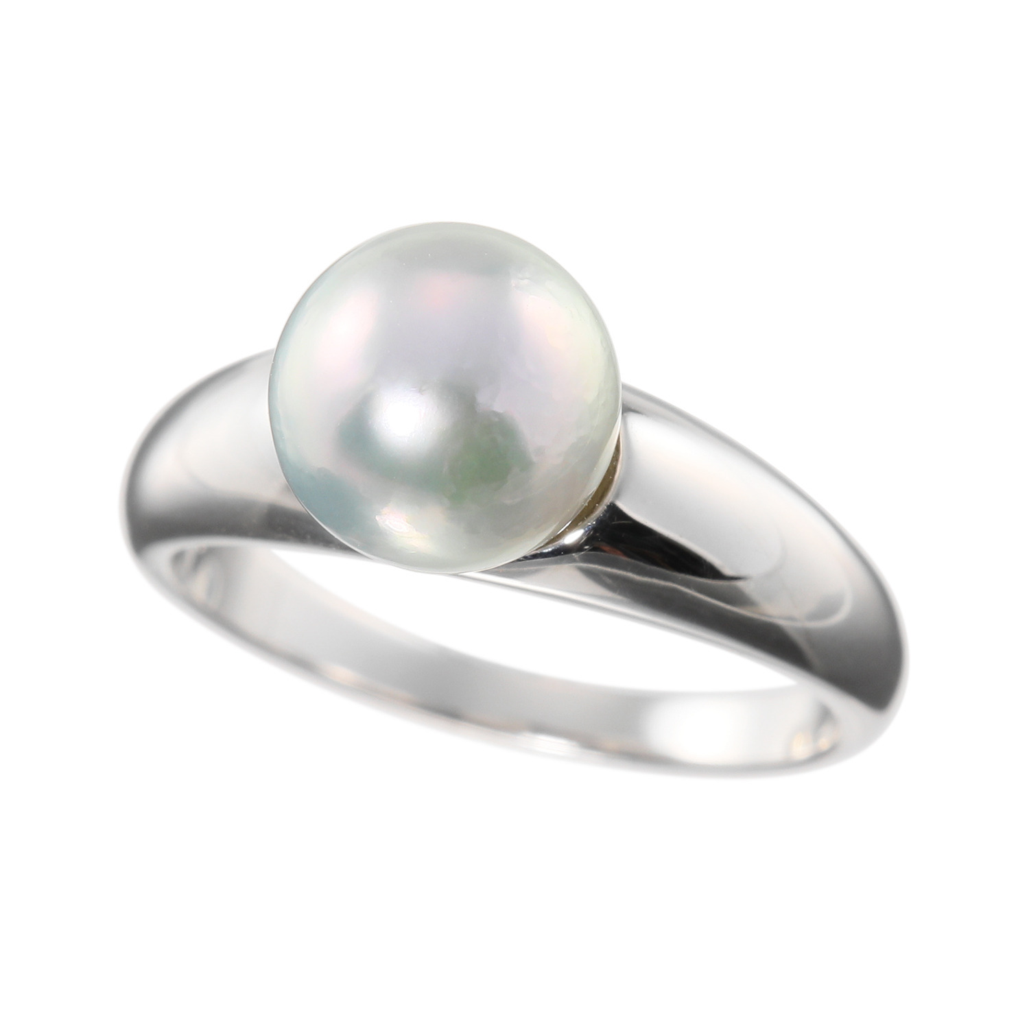 ブーレ シルバー 国産無調色 ナチュラルブルーグレー 大玉アコヤパール １粒デザインリング