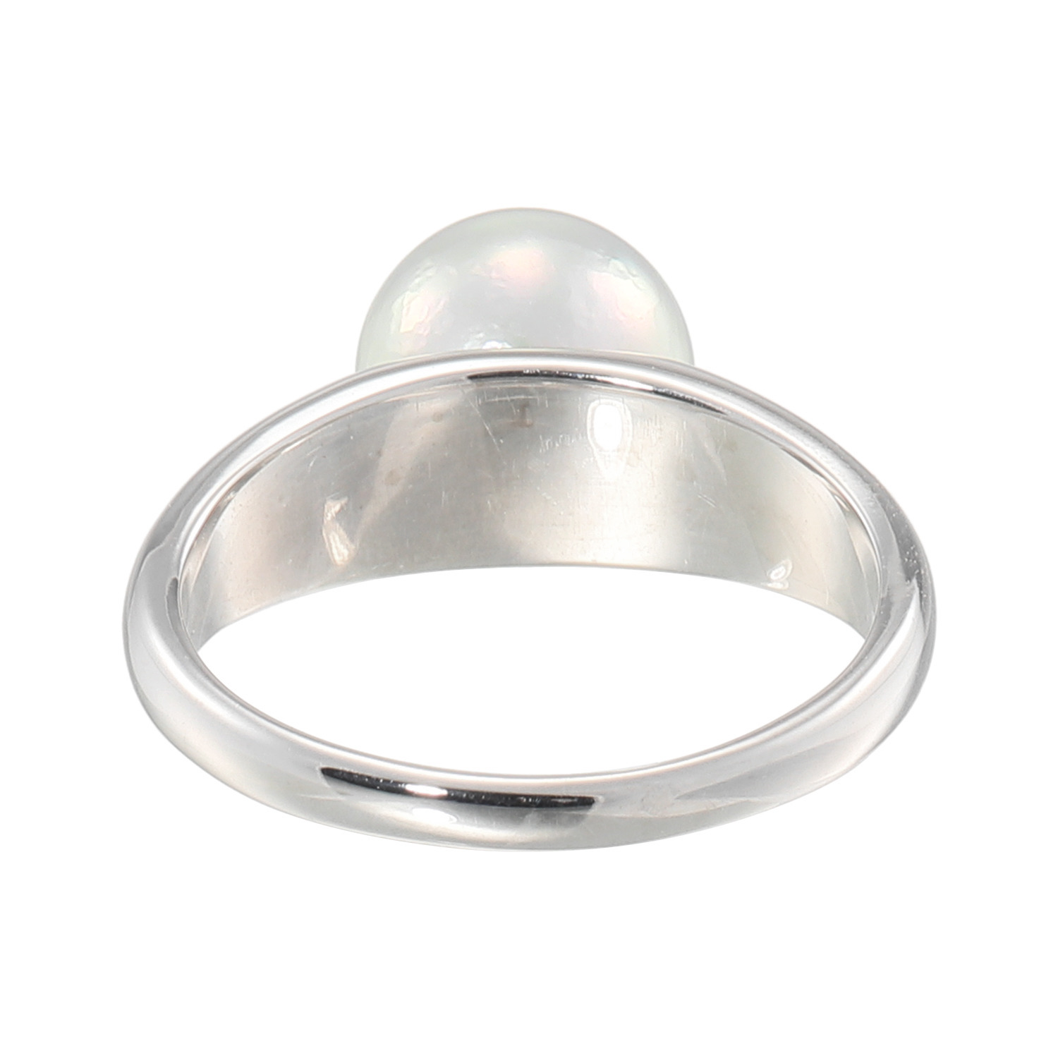 ブーレ シルバー 国産無調色 ナチュラルブルーグレー 大玉アコヤパール １粒デザインリング