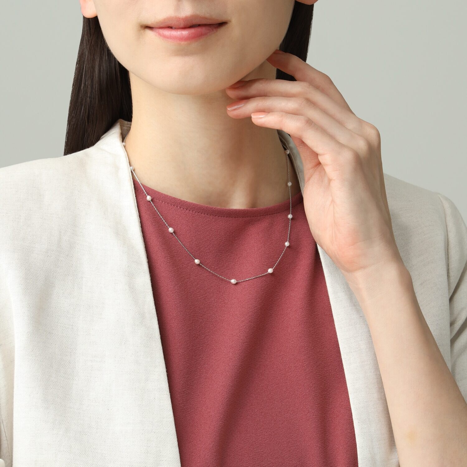 ブーレ シルバー 国産ベビーアコヤパール ステーションネックレス