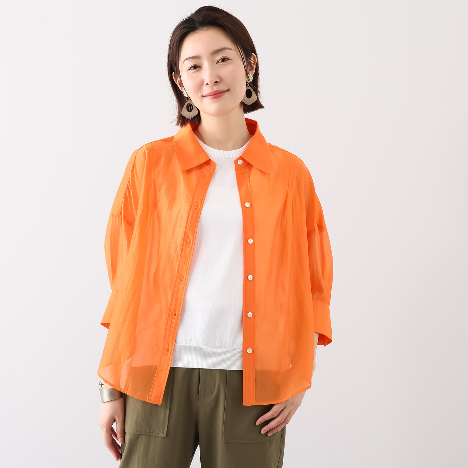 キリ　エ　キリ シースルー素材 ルーズシルエット シャツ