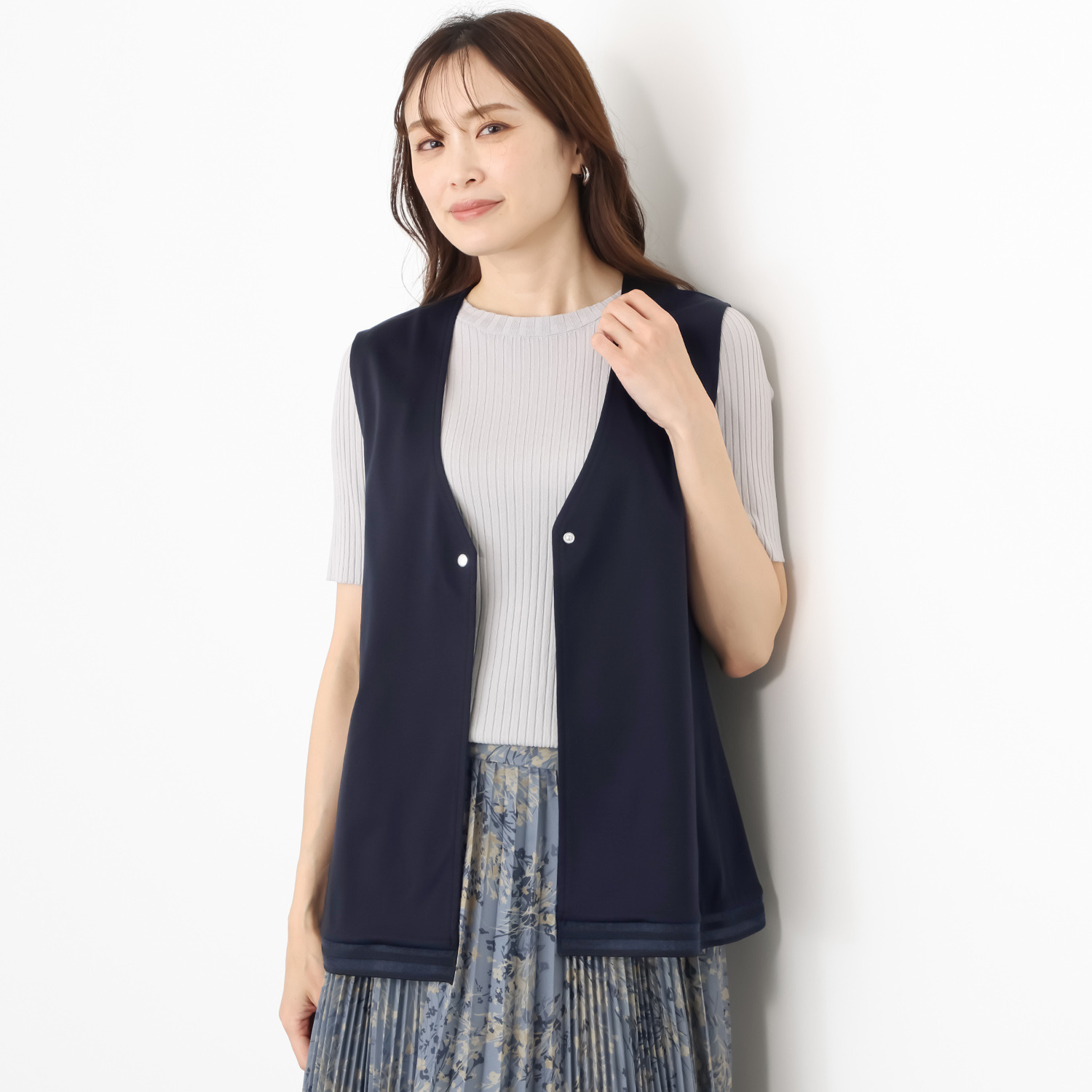 バーチ　ドゥエ 接触冷感 ギザ超長綿ブレンド シルケットスムース 裾シアーボーダージレ