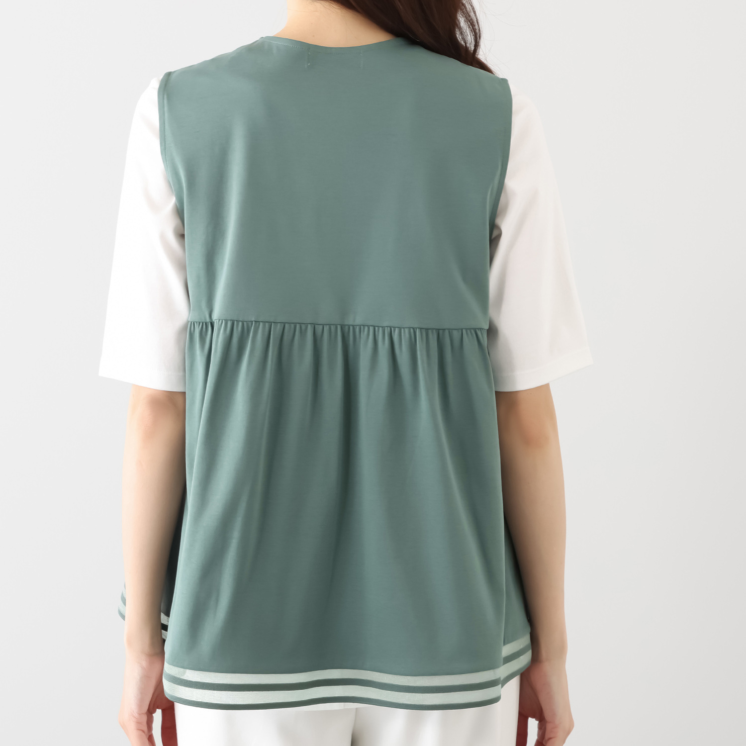 バーチ　ドゥエ 接触冷感 ギザ超長綿ブレンド シルケットスムース 裾シアーボーダージレ