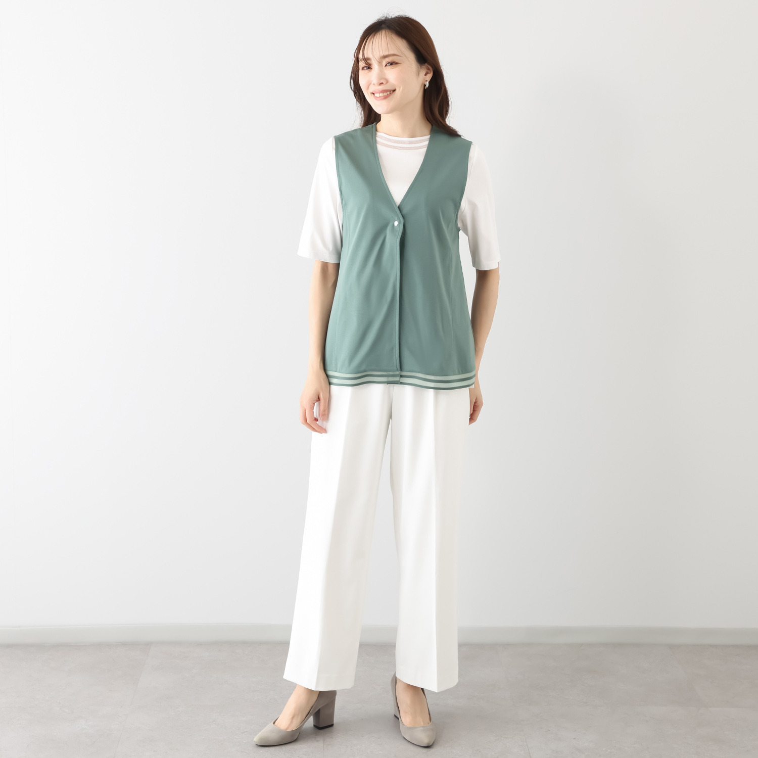 バーチ　ドゥエ 接触冷感 ギザ超長綿ブレンド シルケットスムース 裾シアーボーダージレ