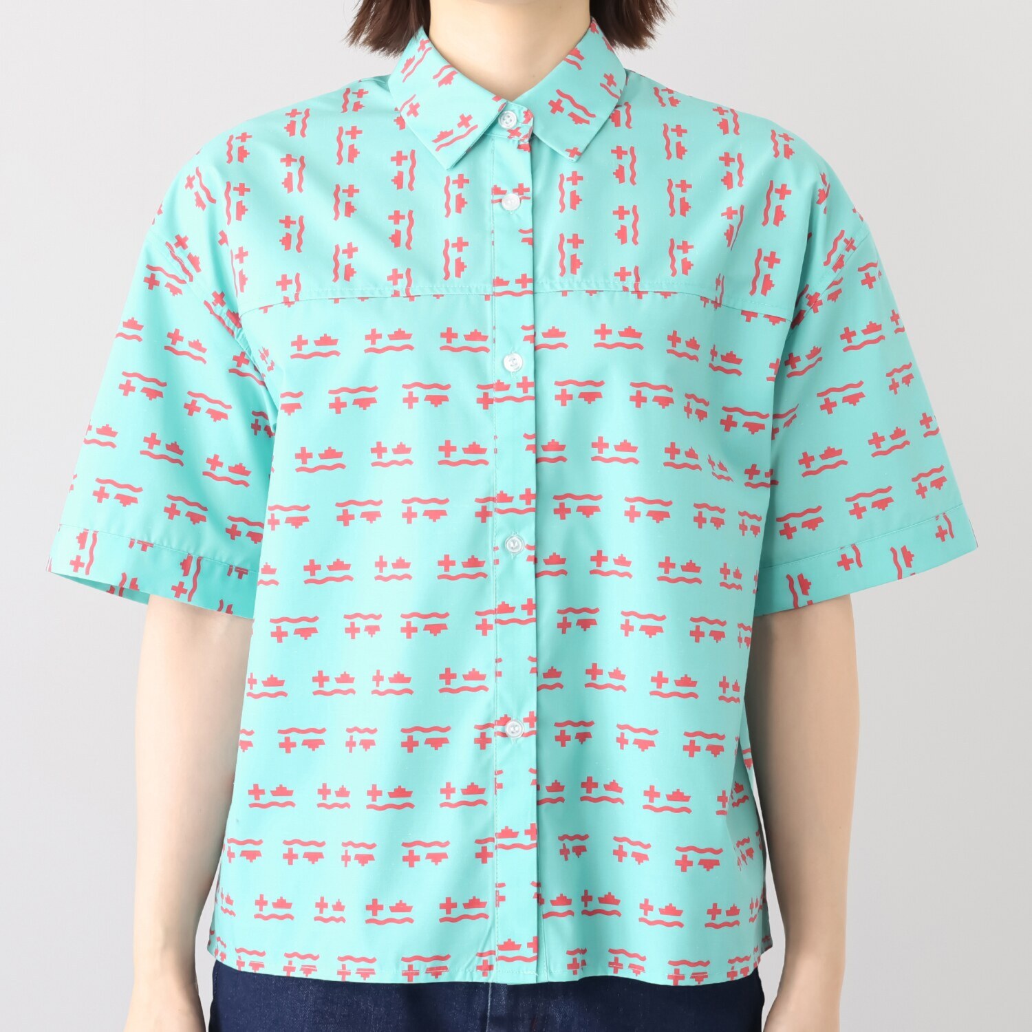 ポッシュボーイ モティーフプリント リラックスシャツ