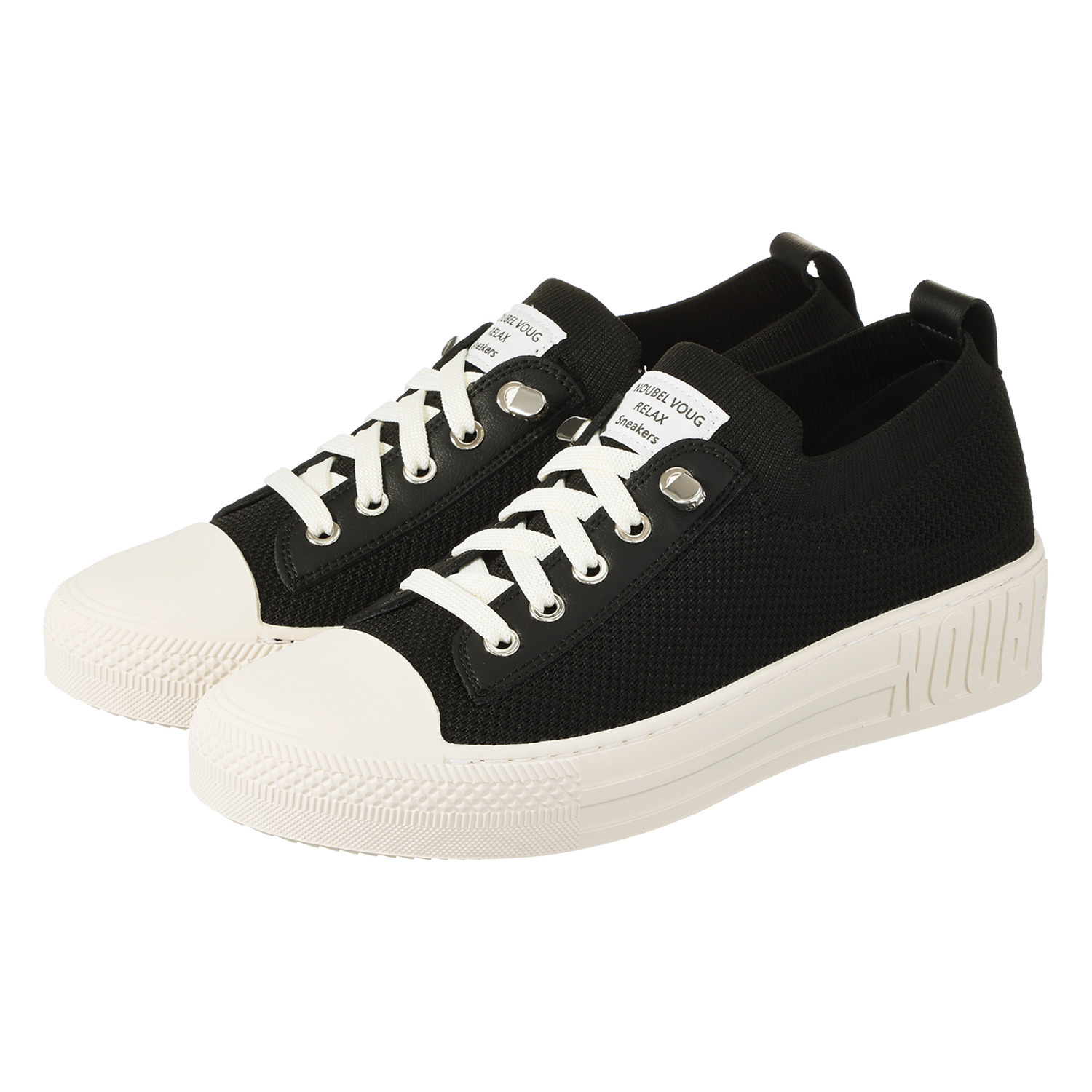 ヌーベルヴォーグ リュクスライン 牛革アクセント ニットスニーカー