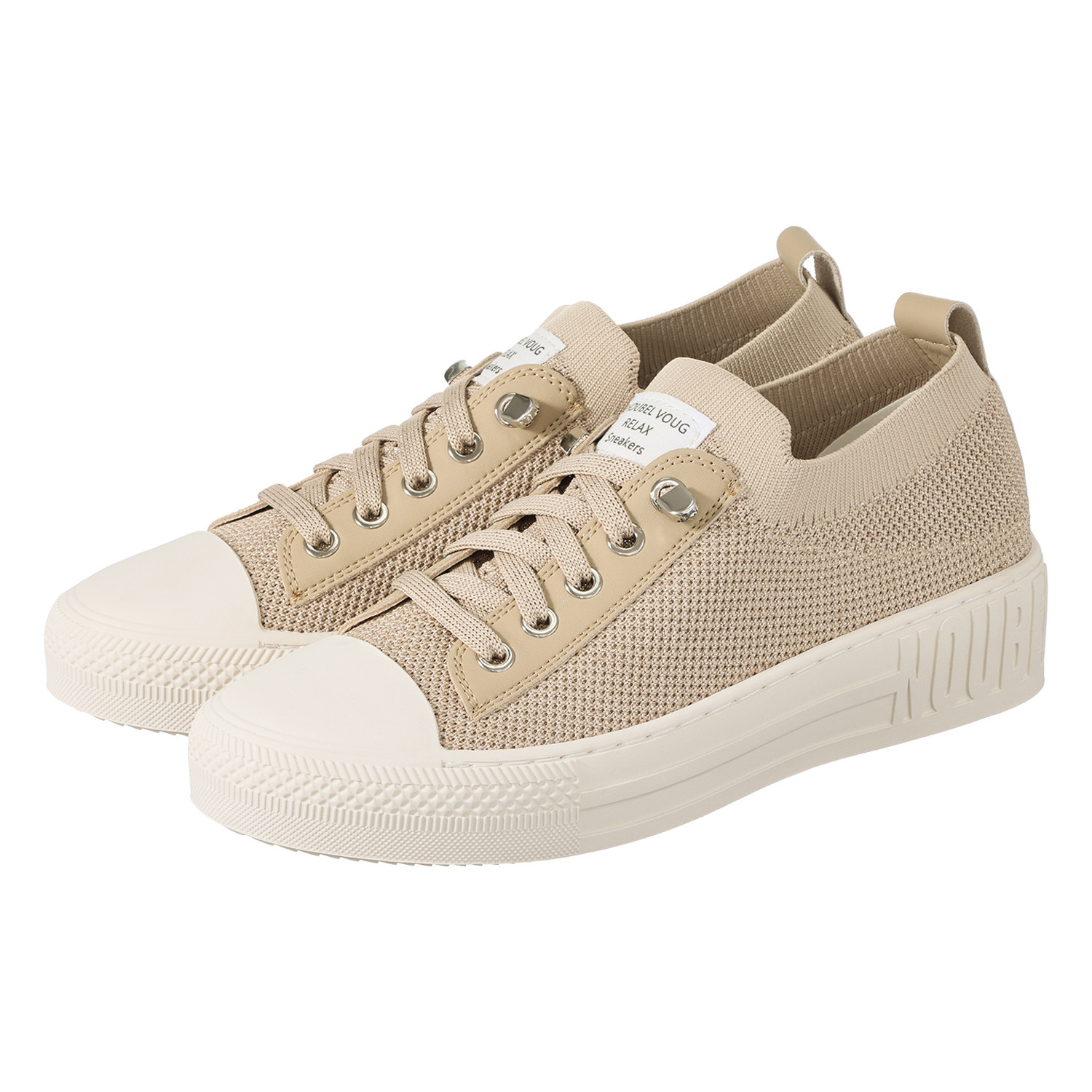 ヌーベルヴォーグ リュクスライン 牛革アクセント ニットスニーカー