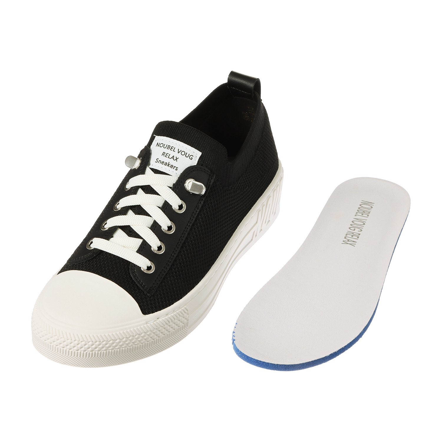 ヌーベルヴォーグ リュクスライン 牛革アクセント ニットスニーカー