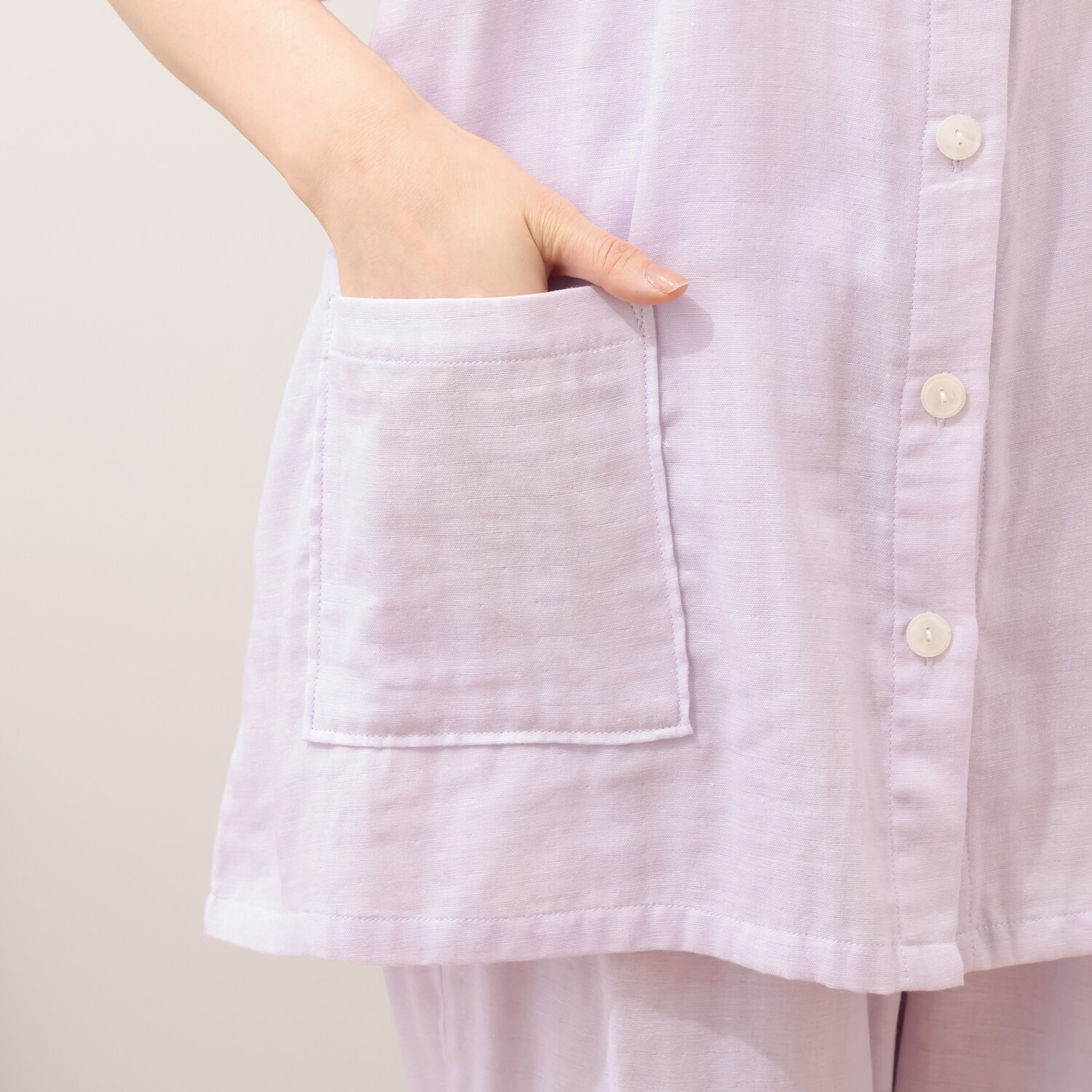 ナルエー 綿１００％ ダブルガーゼ フラワーレースパジャマ