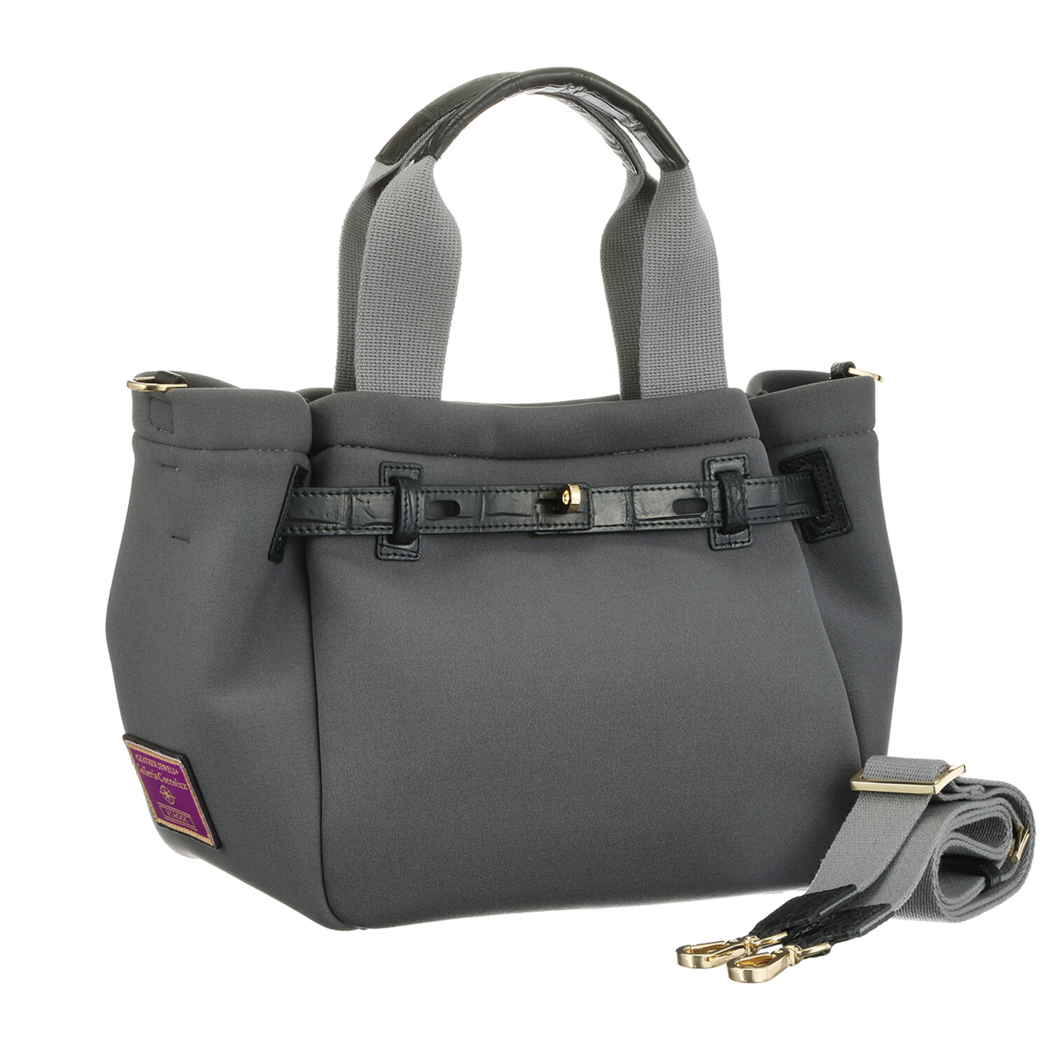 レザージュエルズ ギャレリア　ココリュクス ネオプレーン＆クロコ ベルトデザイン ２ウェイミニトートバッグ