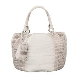 グラスクォーツ 日本製 クロコダイル キーリングストラップ付 トートバッグ “ヴェロリア”