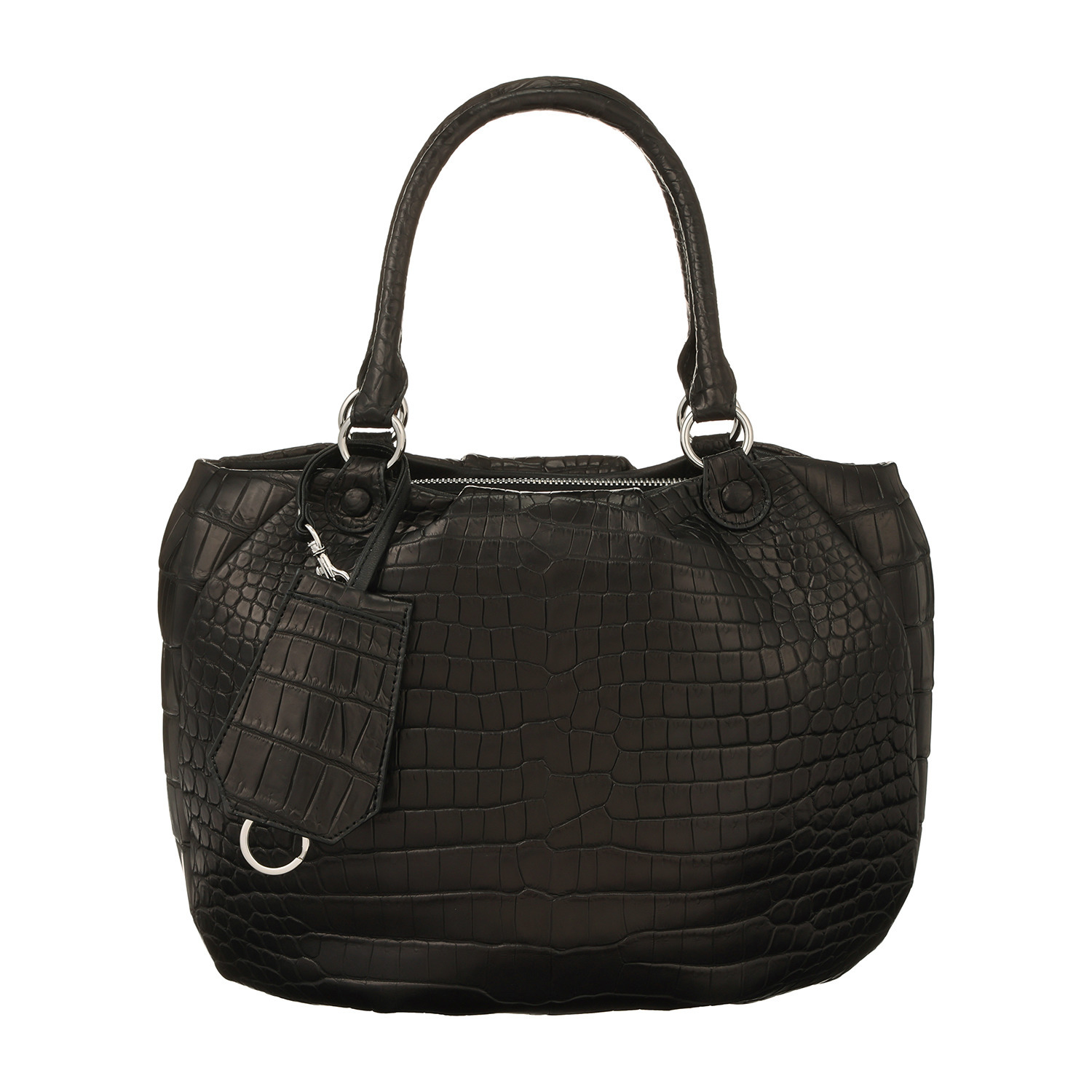 グラスクォーツ 日本製 クロコダイル キーリングストラップ付 トートバッグ “ヴェロリア”