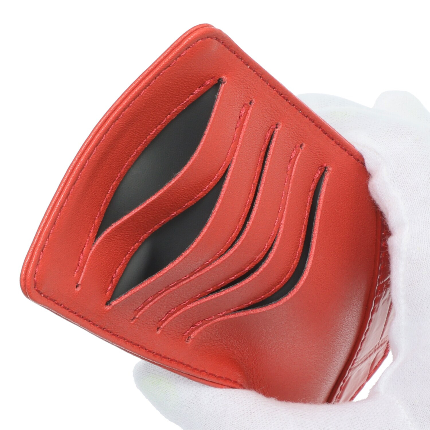 グラスクォーツ 日本製　クロコダイル カードケース付 ショルダーバッグ“ミア”