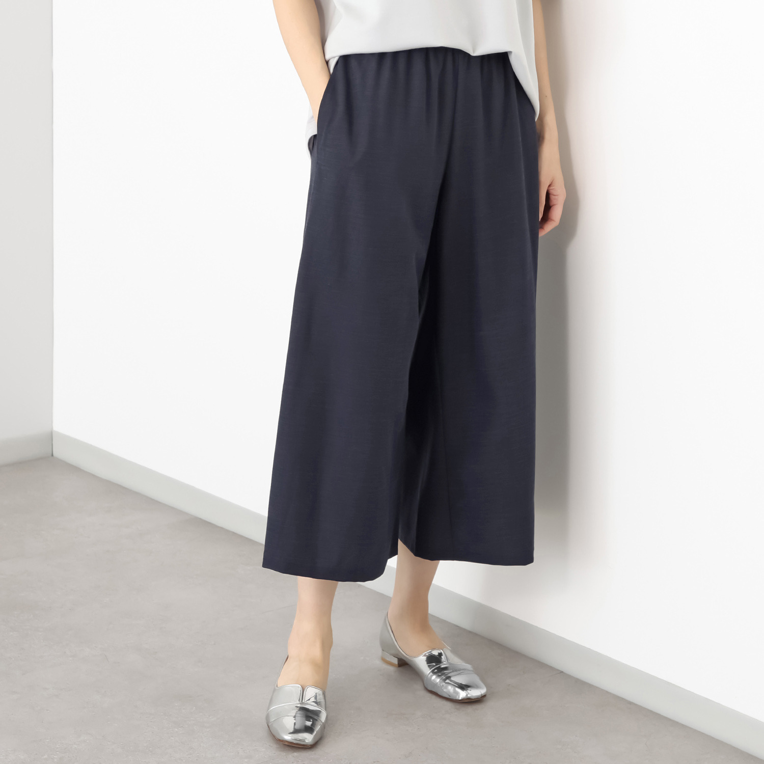 ココンライフ　ドゥ ＵＶカット・接触冷感・ 近赤外線カット ヘンプ混縦編 ウエスト総ゴム ワイドパンツ