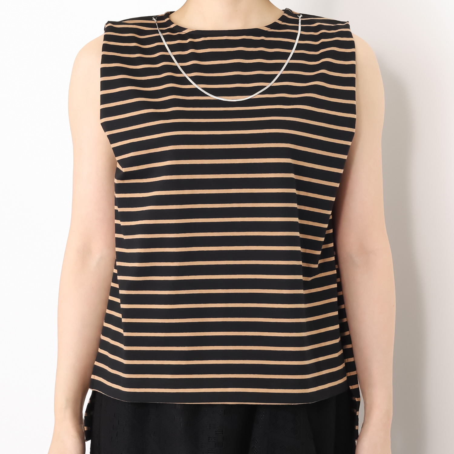 マチュート 着るだけで華やぐ ネックレスモティーフ付 美人カットソー ＜ボーダー柄＞