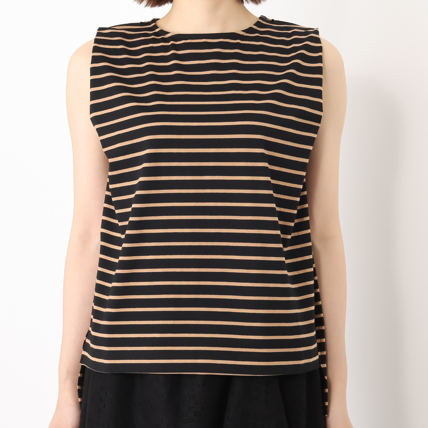 マチュート 着るだけで華やぐ ネックレスモティーフ付 美人カットソー ＜ボーダー柄＞