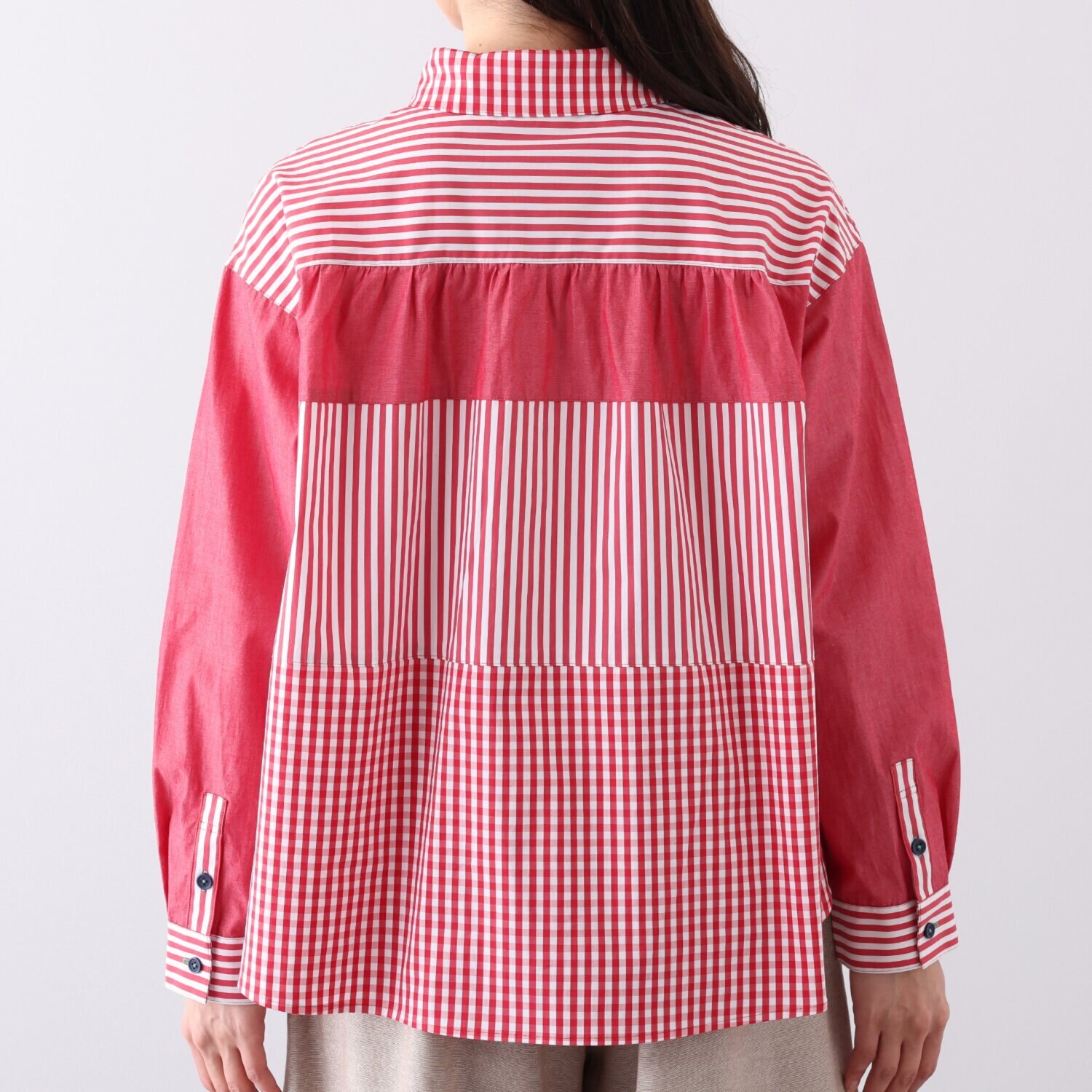 ハヤマ　ブリーズ 先染め 柄違い組み合わせ シャツ