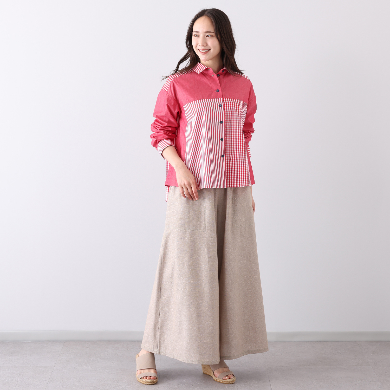 ハヤマ　ブリーズ 先染め 柄違い組み合わせ シャツ