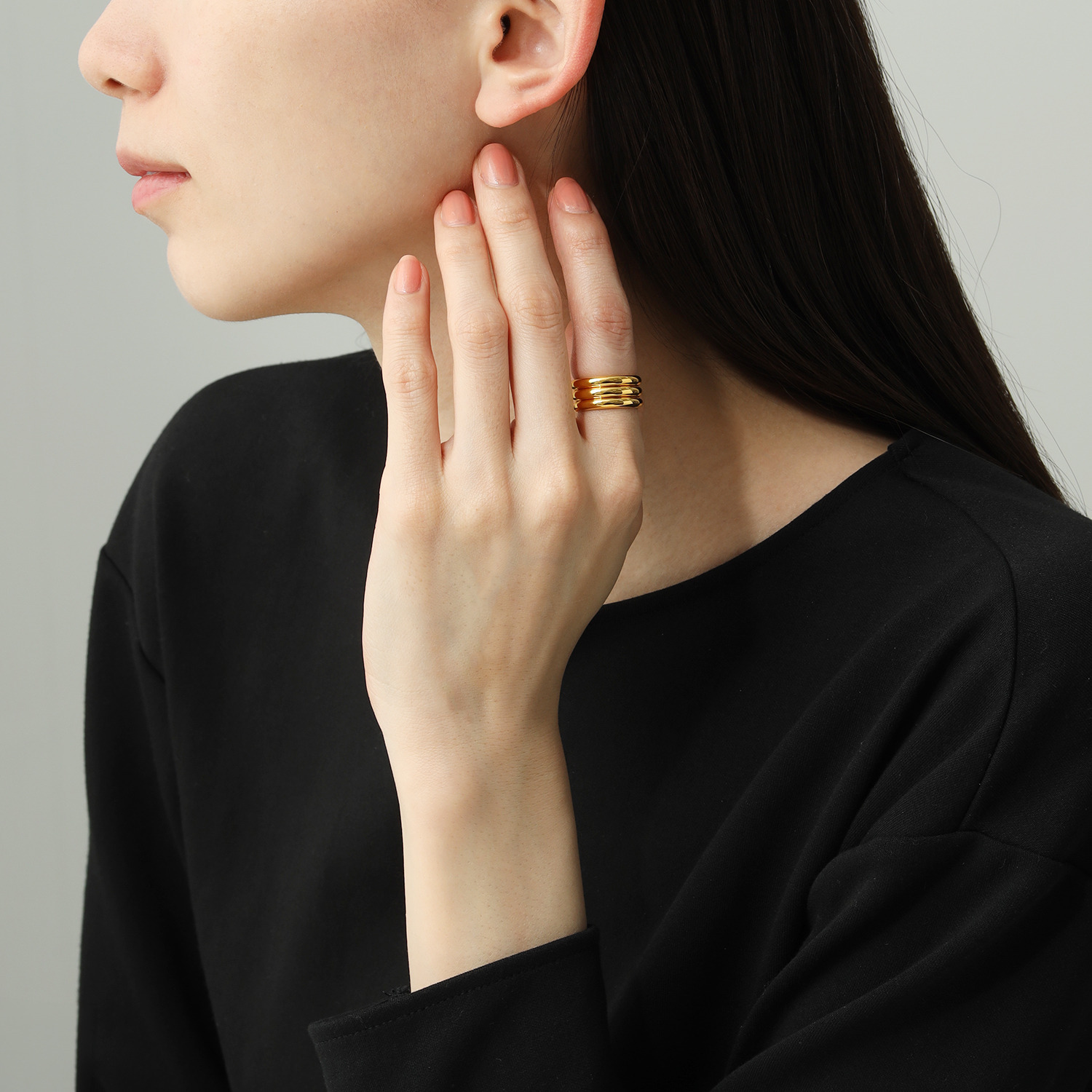 プリメンタ 純金 ストレート プレーンリング ３本セット