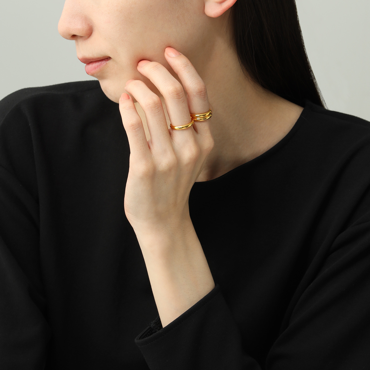 プリメンタ 純金 ストレート プレーンリング ３本セット