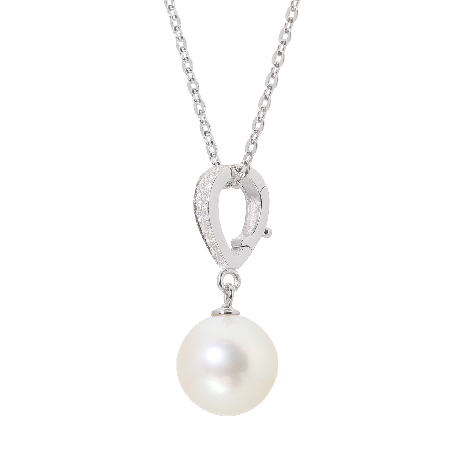 宇和海パール シルバー １０ｍｍＵＰ 宇和海産越物 無調色アコヤパール＆ＣＺ ペンダント