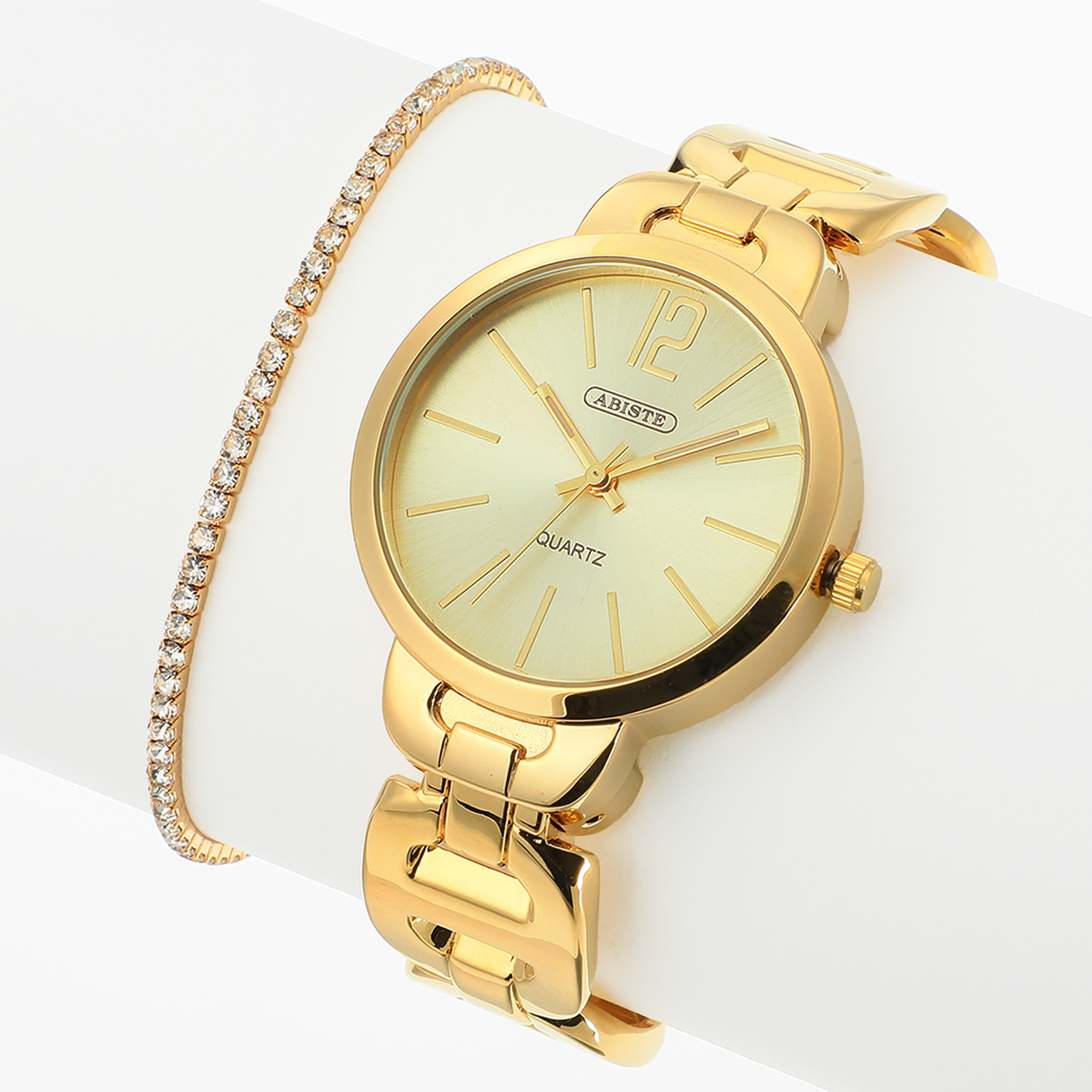 アビステ ウォッチ＆アクセサリーズ ラウンドフェイス バングルウォッチ＆ ブレスレットセット