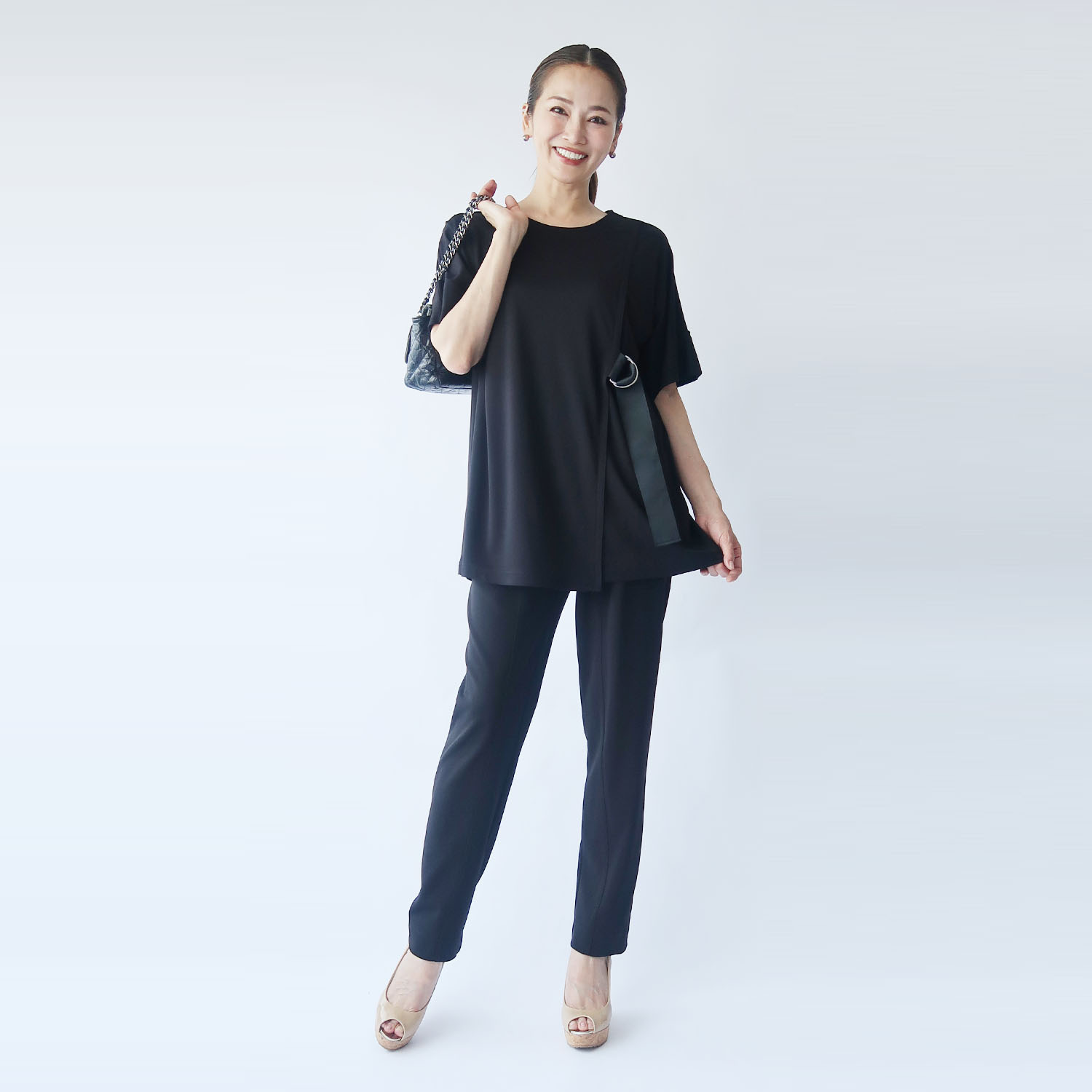 フーア サイドテープベルテッド ロングプルオーバー