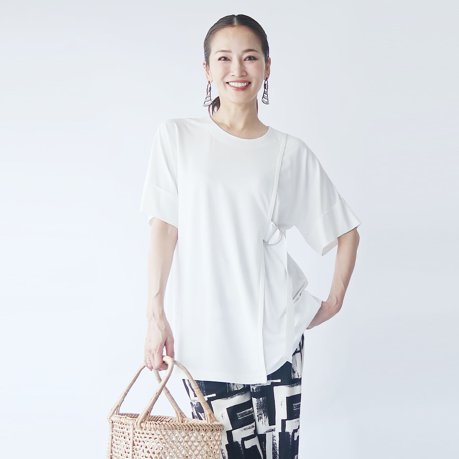 フーア サイドテープベルテッド ロングプルオーバー