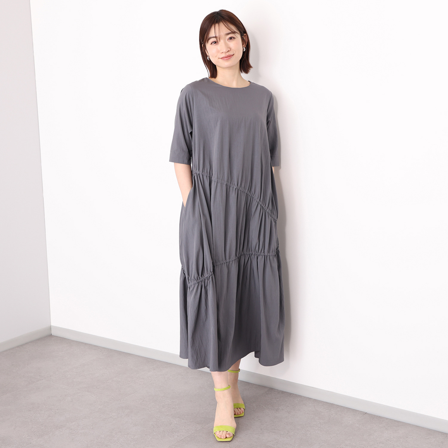 フーア フレキシブルギャザー ロングワンピース
