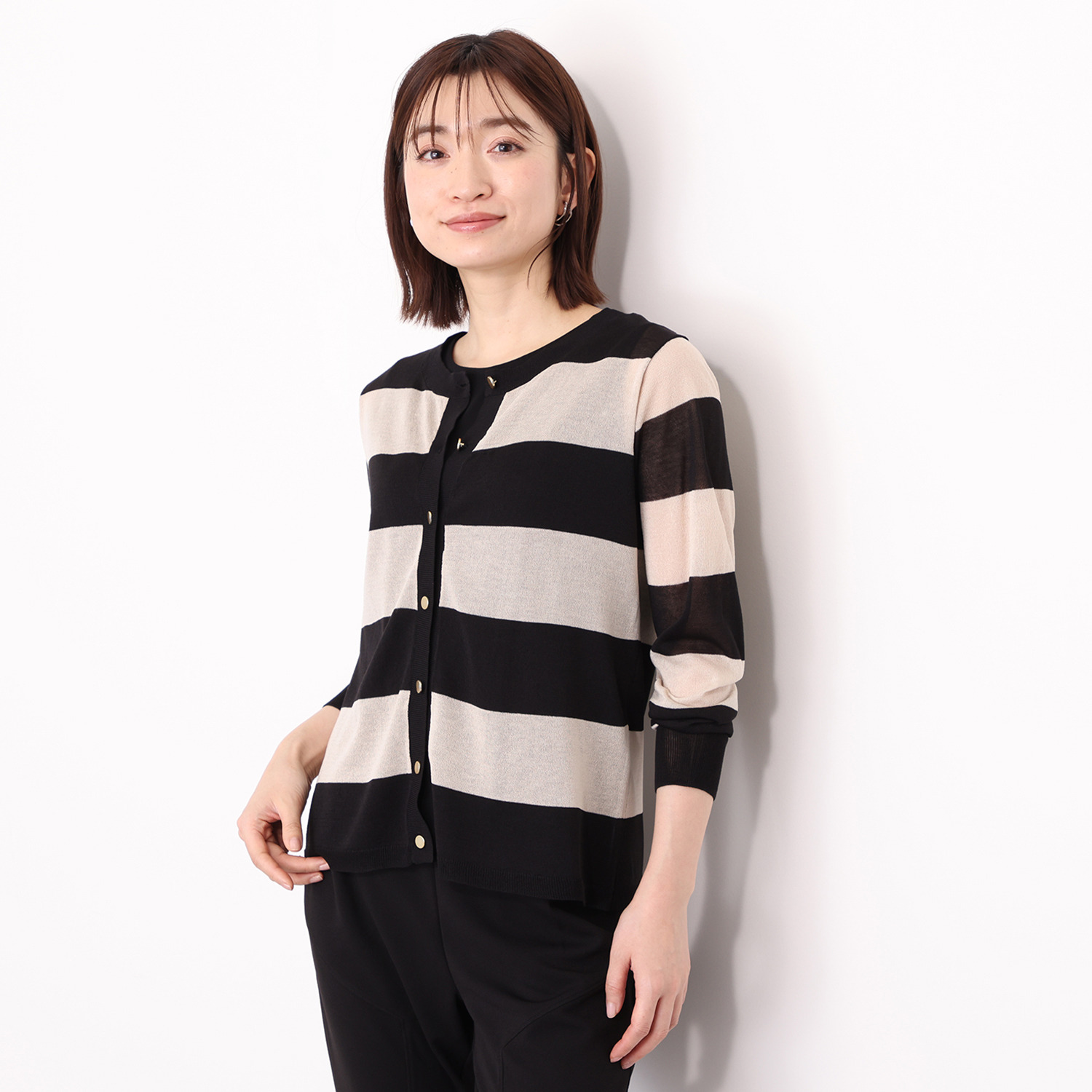 フーア リネンライク ニットカーディガン