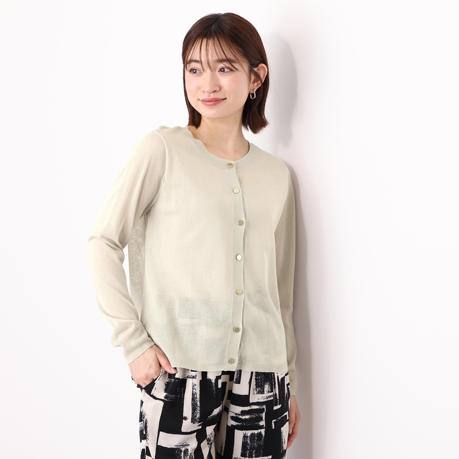 フーア リネンライク ニットカーディガン