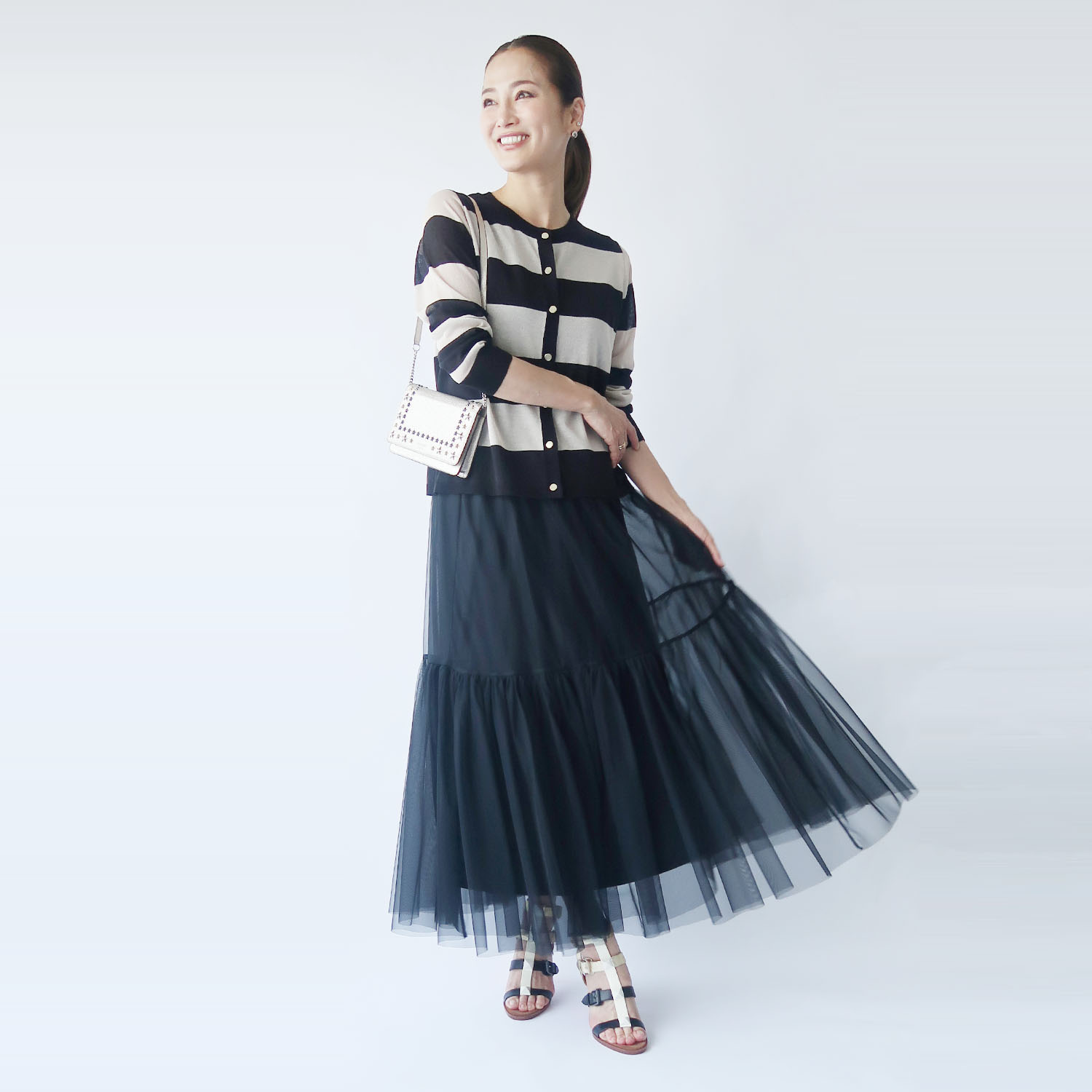 フーア リネンライク ニットカーディガン