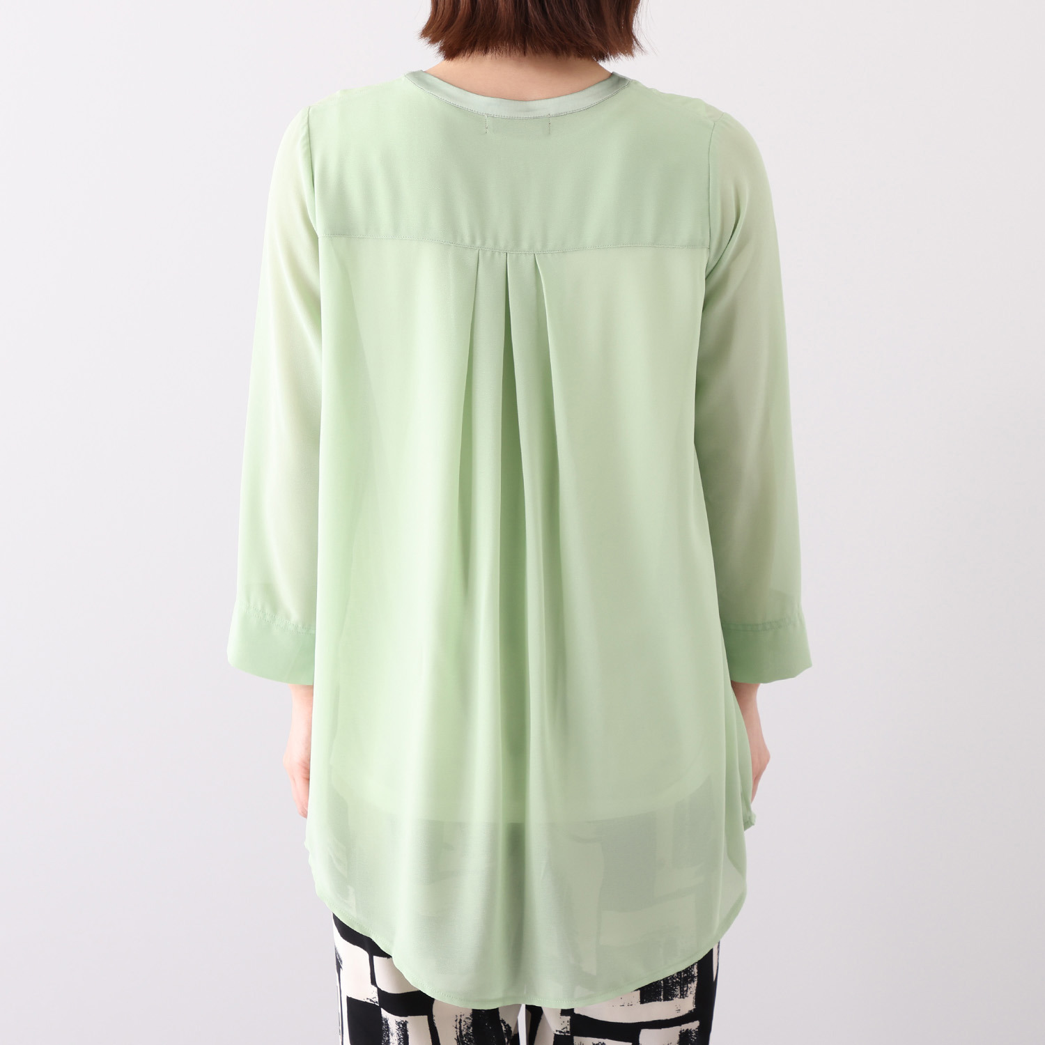 フーア サテントリミング シフォン ロングカーディガン