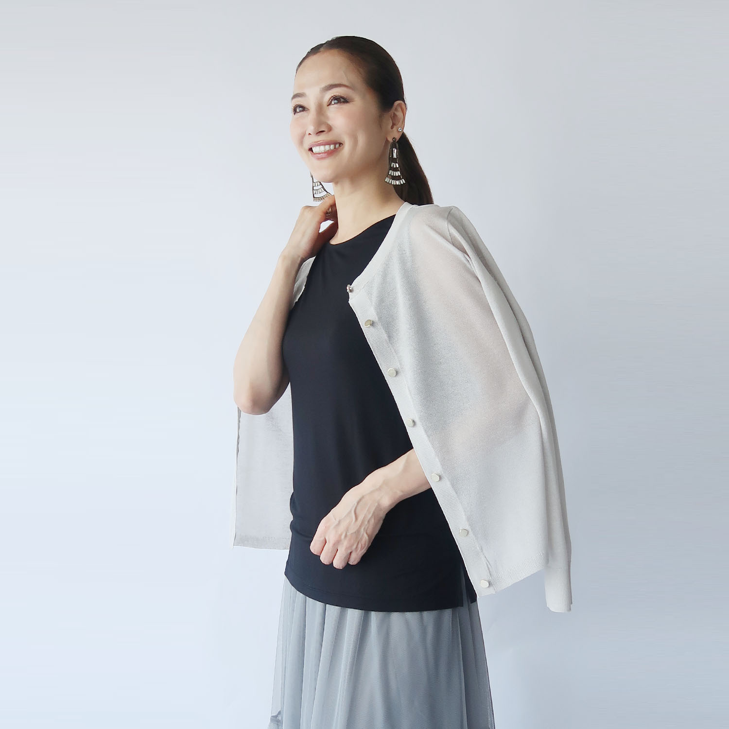 フーア サテン＆カットソー ２ウェイタンクトップ