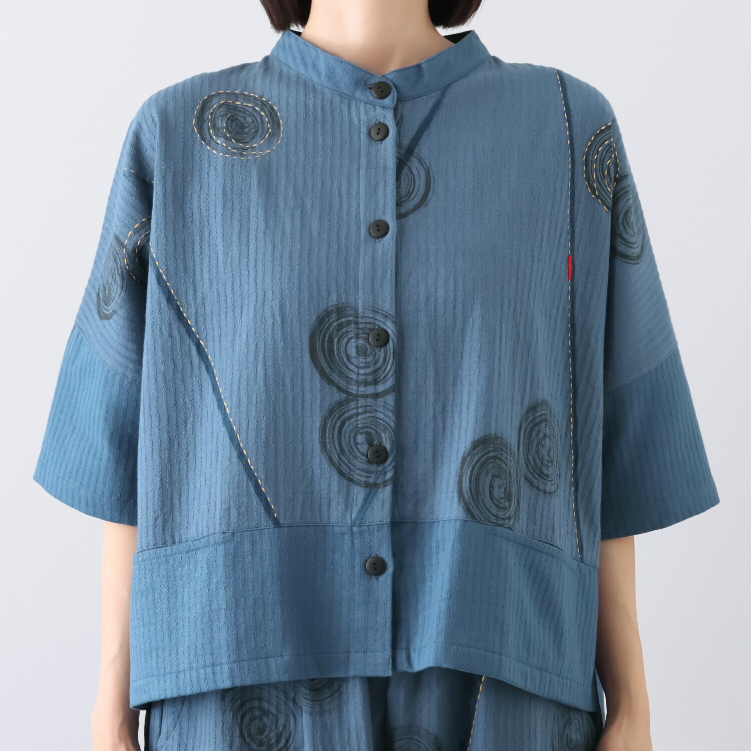 創作りょう うずまき柄 刺し子ブラウス