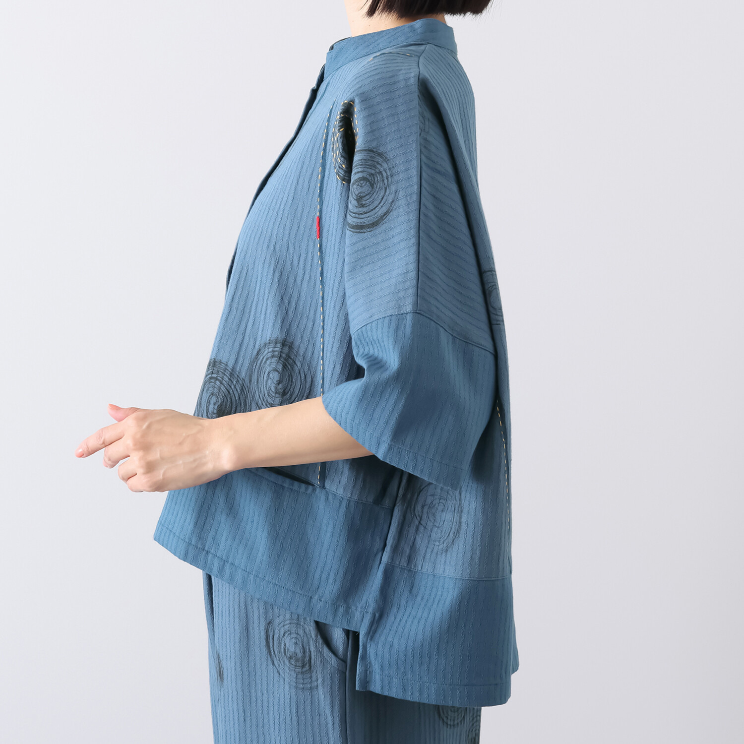 創作りょう うずまき柄 刺し子ブラウス