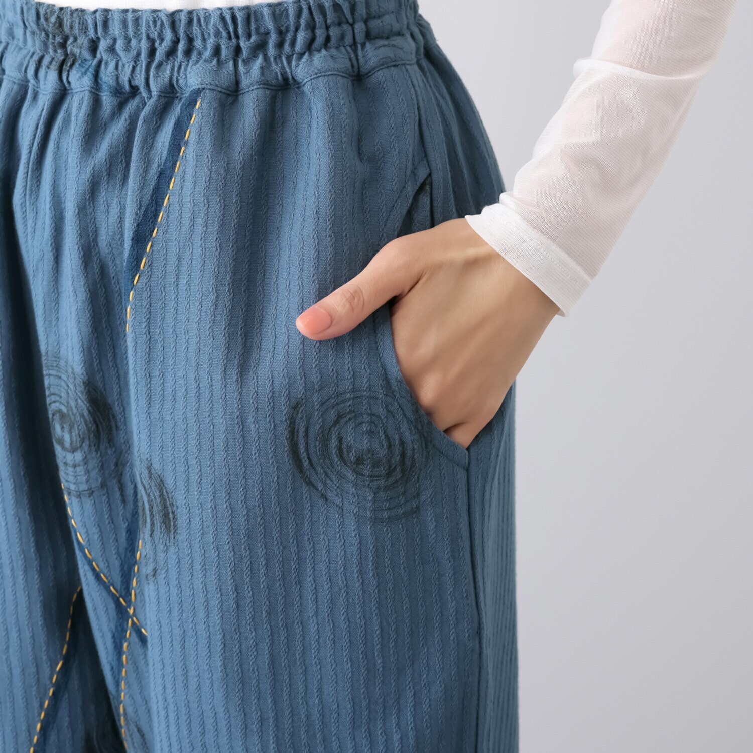 創作りょう うずまき柄 刺し子パンツ