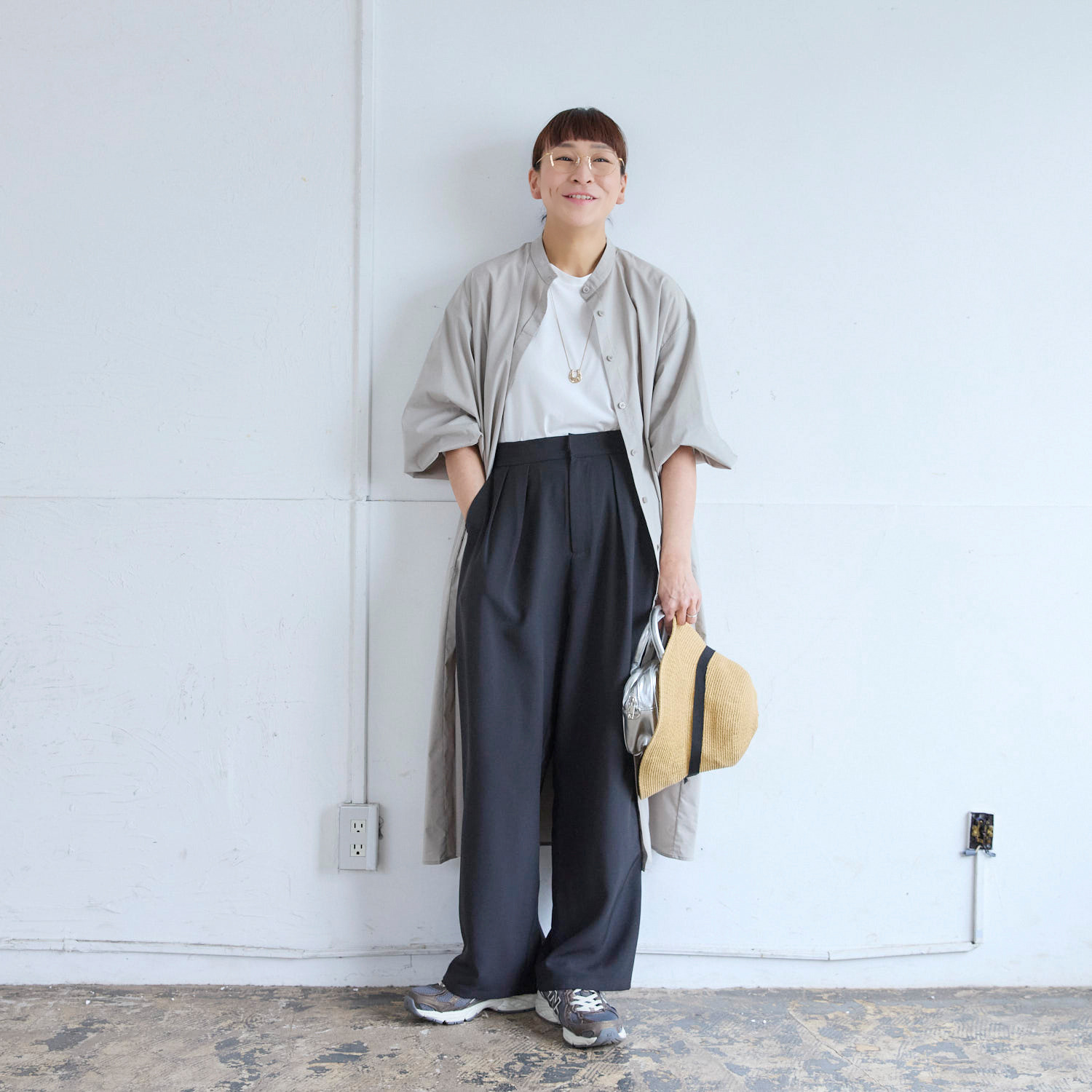 エクラージュ フロントオープン 羽織りにもなる シャツワンピース