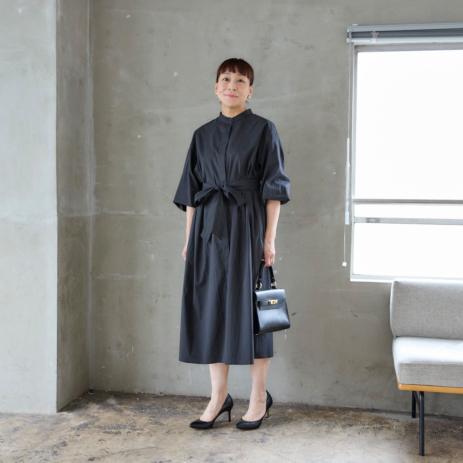 エクラージュ フロントオープン 羽織りにもなる シャツワンピース