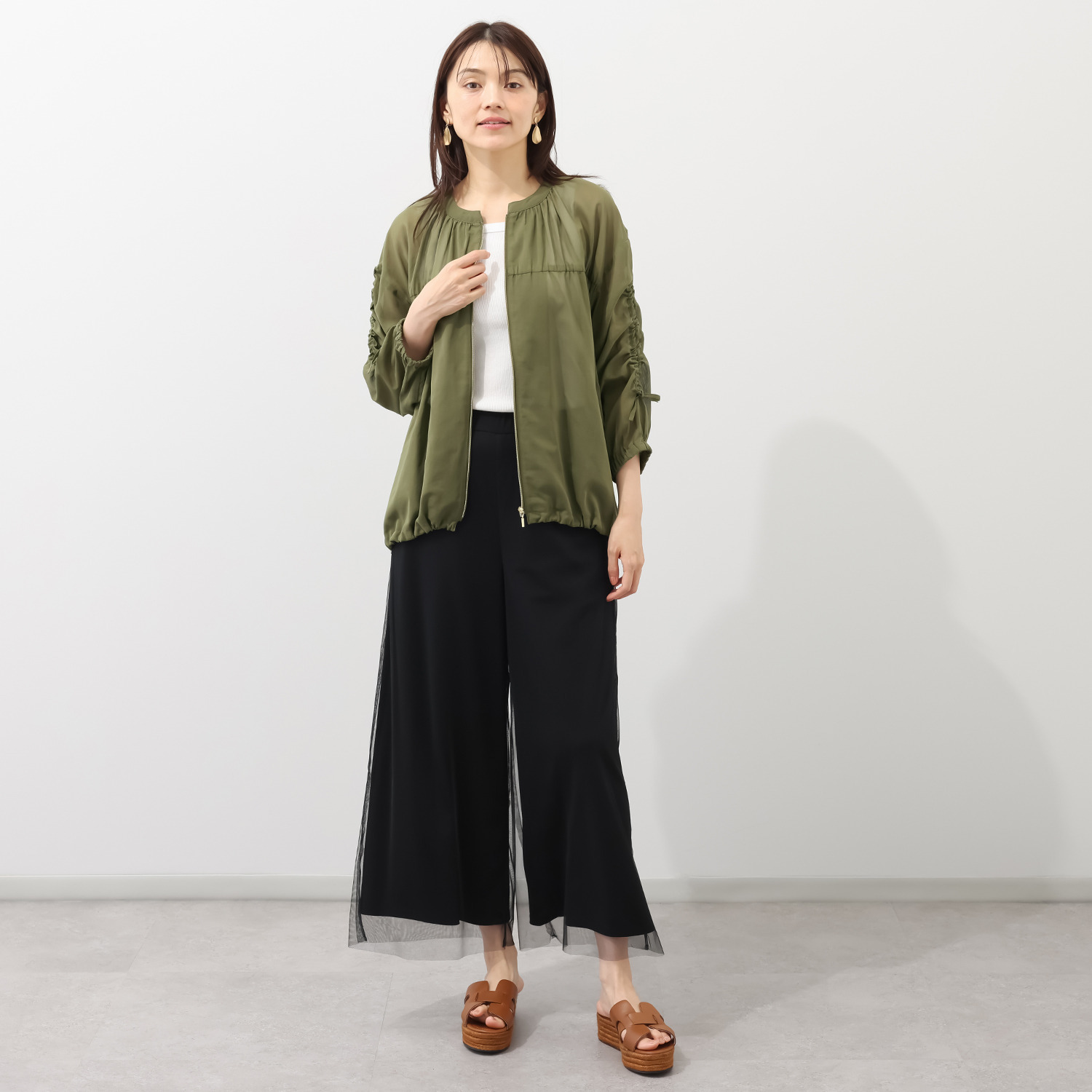 メゾン馬里邑 接触冷感 チュールドッキング ポンチローマ パンツ