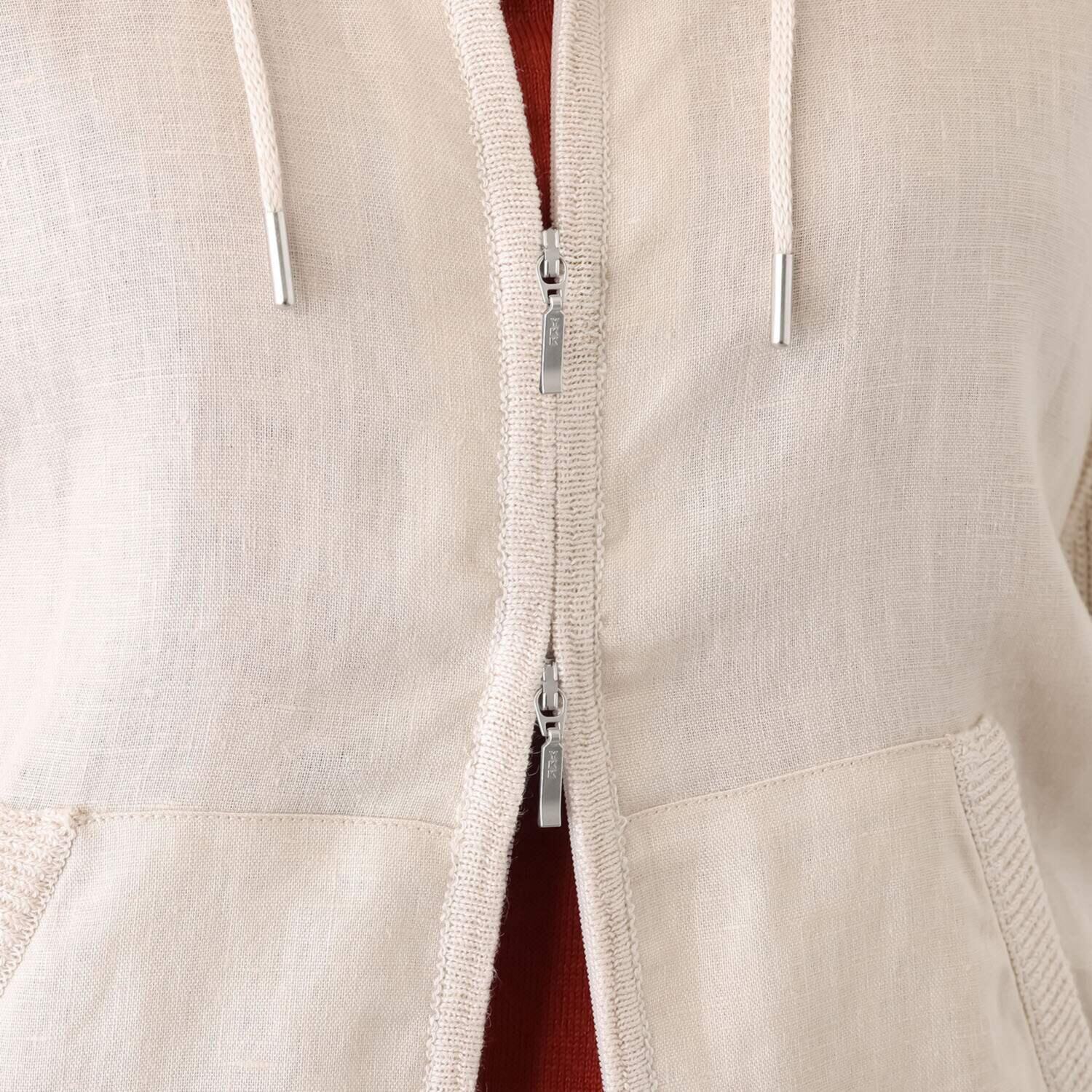 アズイズ　ビーマイセルフ バイ　ネイチャーズ リネン 布帛使い ニットパーカー