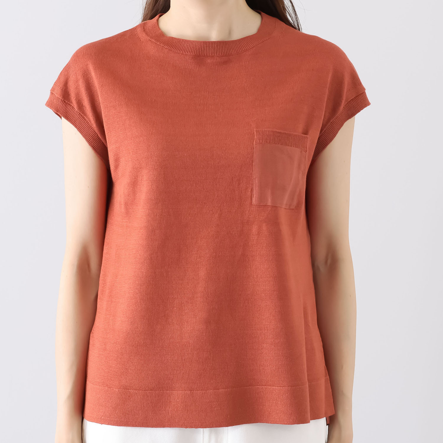 アズイズ　ビーマイセルフ バイ　ネイチャーズ リネン 布帛使い フレンチスリーブ プルオーバー