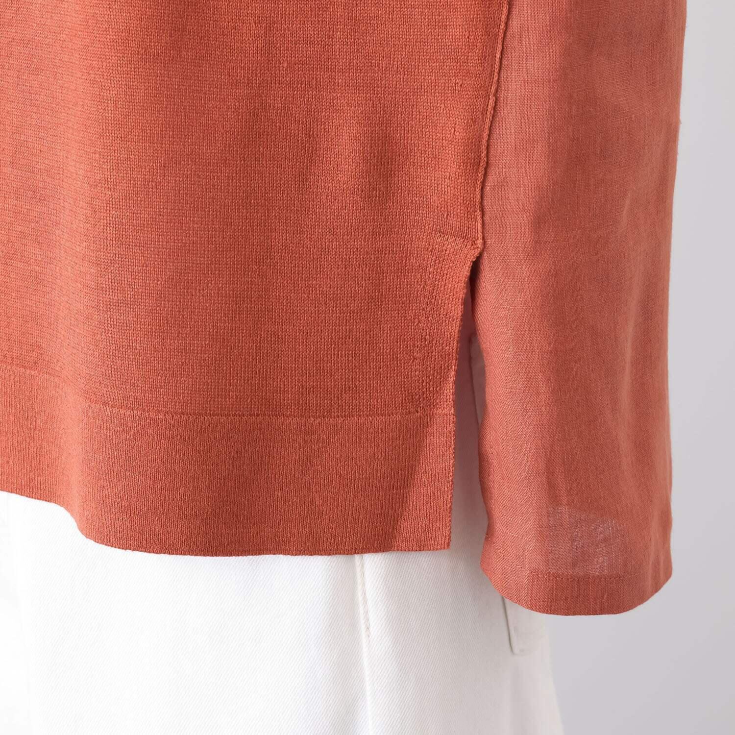 アズイズ　ビーマイセルフ バイ　ネイチャーズ リネン 布帛使い フレンチスリーブ プルオーバー