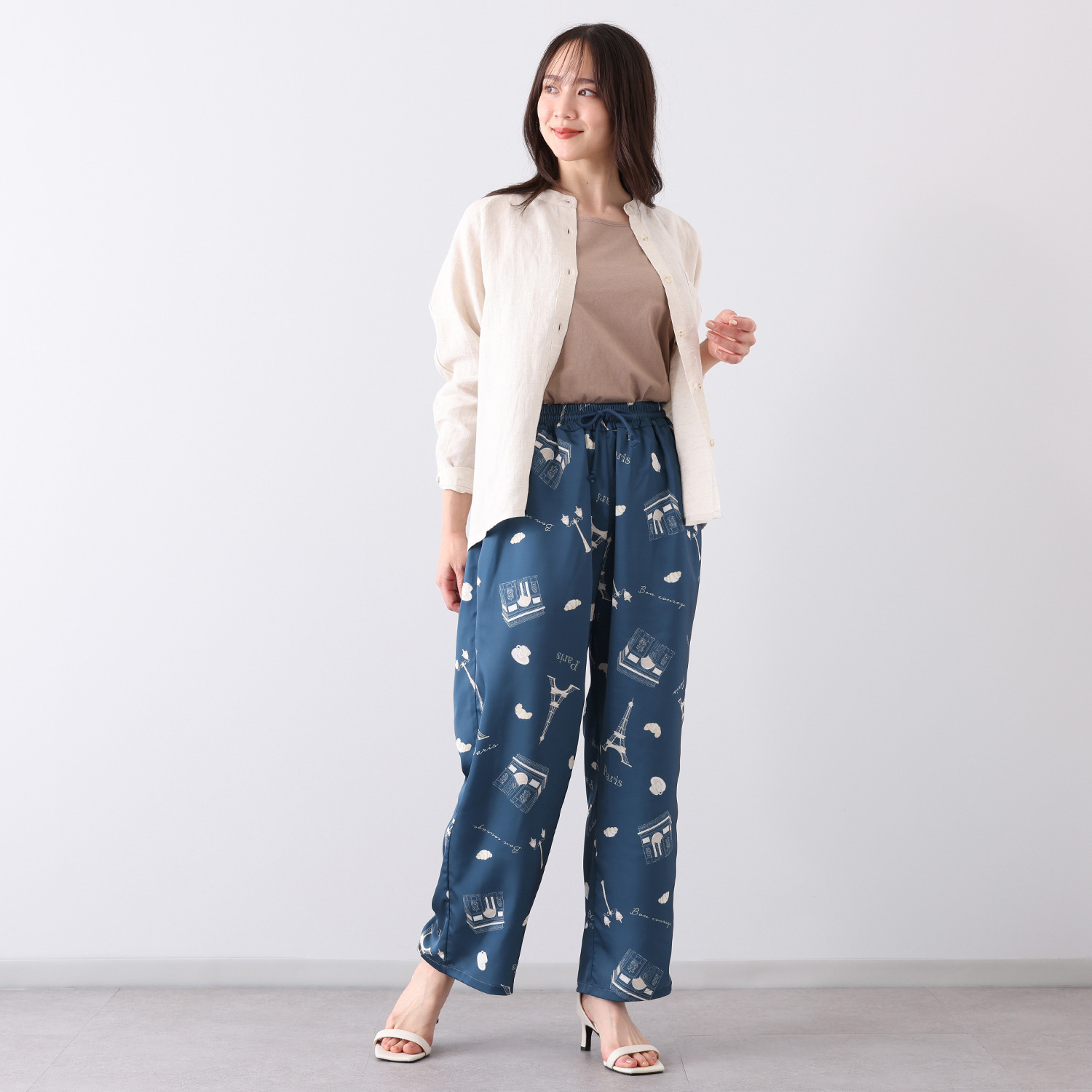 メゾンラフィット デッサンプリント シャーリングパンツ