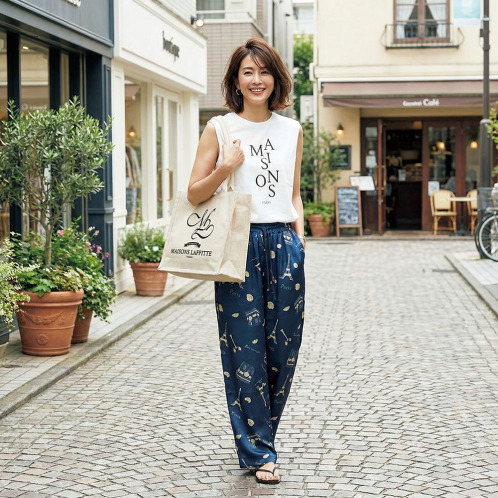 メゾンラフィット デッサンプリント シャーリングパンツ