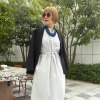 ボン・ブリコラージュ バイ　レイコ・ホウセンジ シンプルで甘すぎない 旬の大人レース袖 軽やか縦長ワンピース