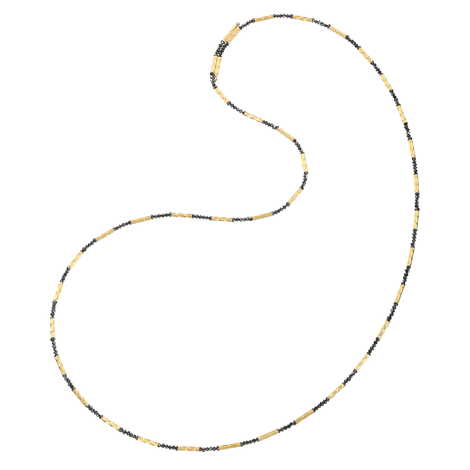 １８Ｋ ブラックダイヤモンド ファセットビーズ マグネット ロングネックレス