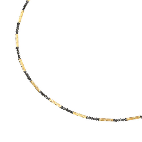 １８Ｋ ブラックダイヤモンド ファセットビーズ マグネット ロングネックレス
