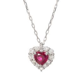 ルビー＆ ダイヤモンド ハートモティーフ 取り巻きネックレス