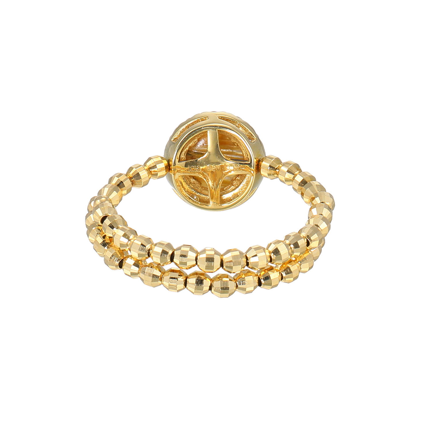 １８Ｋ ゴールデンルチルクォーツ キャッツアイ＆ ダイヤモンド 形状記憶リング